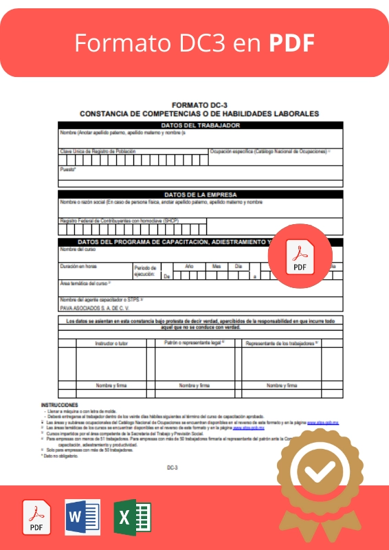 Descargar Formato DC3 en PDF Editable