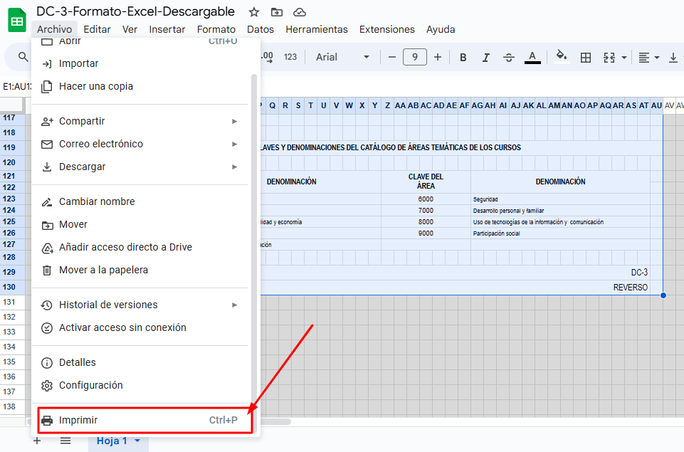 Dar clic Menú Archivo y luego dar clic en la opción Imprimir