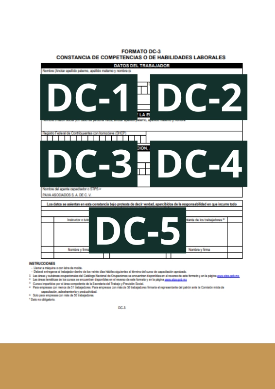 Qué son el DC1, DC2, DC3, DC4, DC5 de la STPS