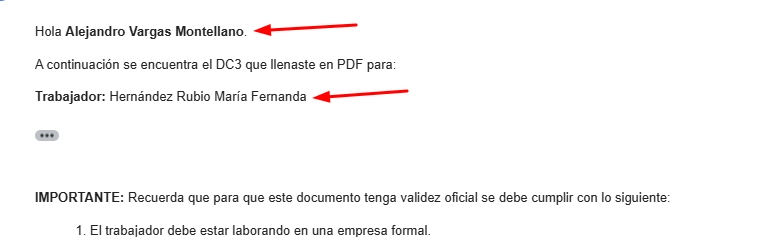 Aplicación para llenar DC3 en línea recibe el correo con el DC3 generado online
