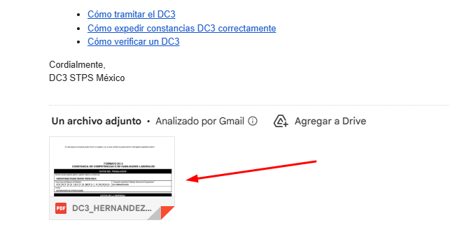Aplicación para llenar DC3 en línea el correo incluye adjunto el DC3 ya llenado con datos