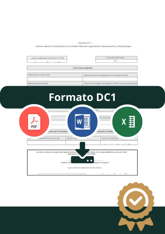 Formato DC1 Plantilla Editable en Word Excel y PDF