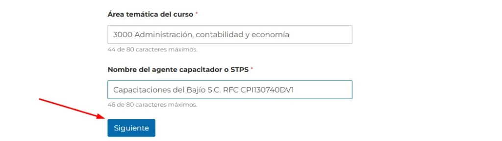 Paso 3 del Llenador DC3 Online STPS parte 2
