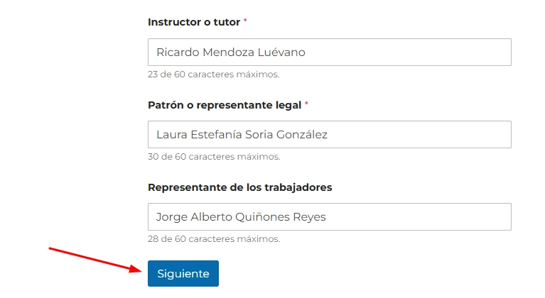Paso 4 del Llenador DC3 Online STPS