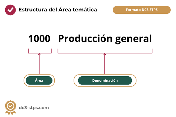 Estructura del área temática STPS se conforma de un código de una denominación